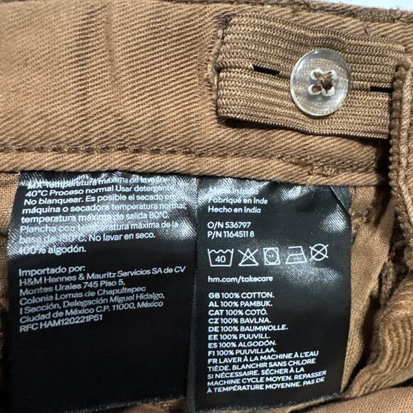 H&M Kids Girls Slim Fit Corduroy Pants Brown Size 6X Adjustable Waist Casual - Picture 4 of 9